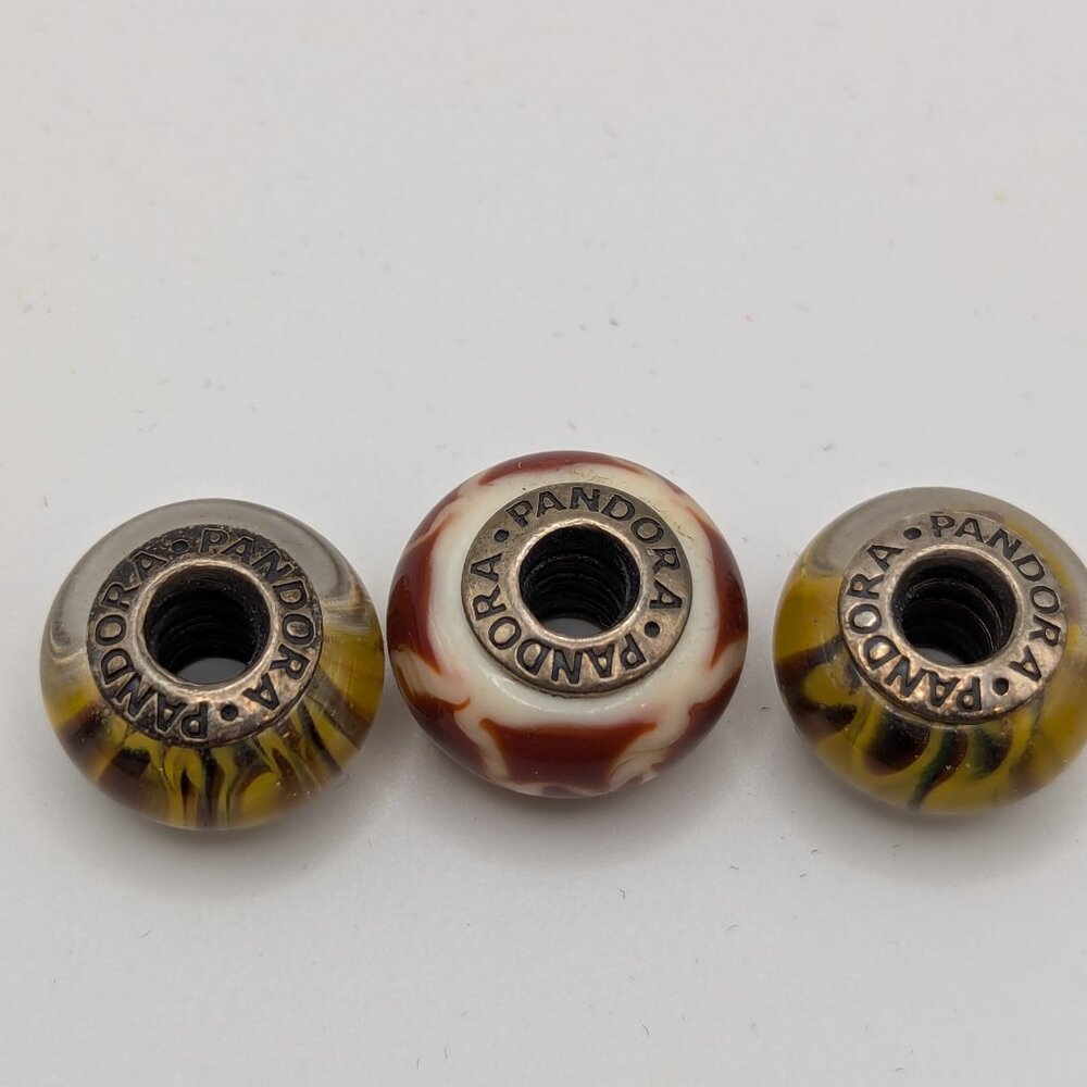 Multiple Animal Print Pandora Glass Beads, Pandora Spacers and a Pandora Dangle
